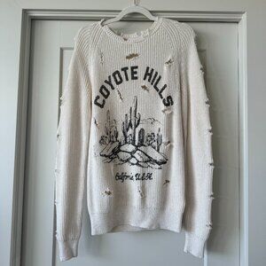 Small Coyote Hills Oversized Distressed Sweater Off White Color